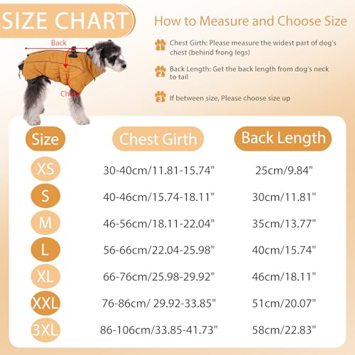 Savlot Hundejacken für den Winter Winddicht Wasserdichtes 2-in-1-Outfit Hundemantel für kaltes Wetter Reflektierende Hundeweste mit Geschirr Welpen-Winterjacke Hundemantel mit Reißverschluss