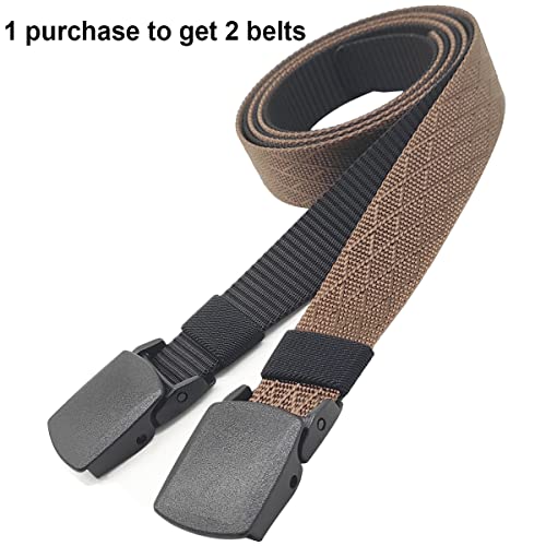 2 Pack Military Nylon Belt, 1.25" Wide No Metal Webbing Tactical Web Belt2