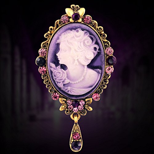 Image of lureme Vintage Elegant Victorian Lady Beauty Cameo with Crystal Brooch Pin (br000017)