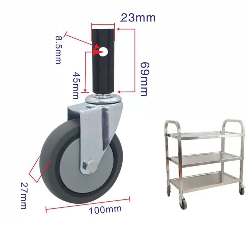 FREAZE Lenkrolle Mit Hülse, Verriegelnde Rollen Für Servierwagen Universalräder Für Küchenwagen Ersatzrollen Für Möbel-Robust Langlebig 4 Stück (Color : 2swivel+2with Brake, Size : 69mm)