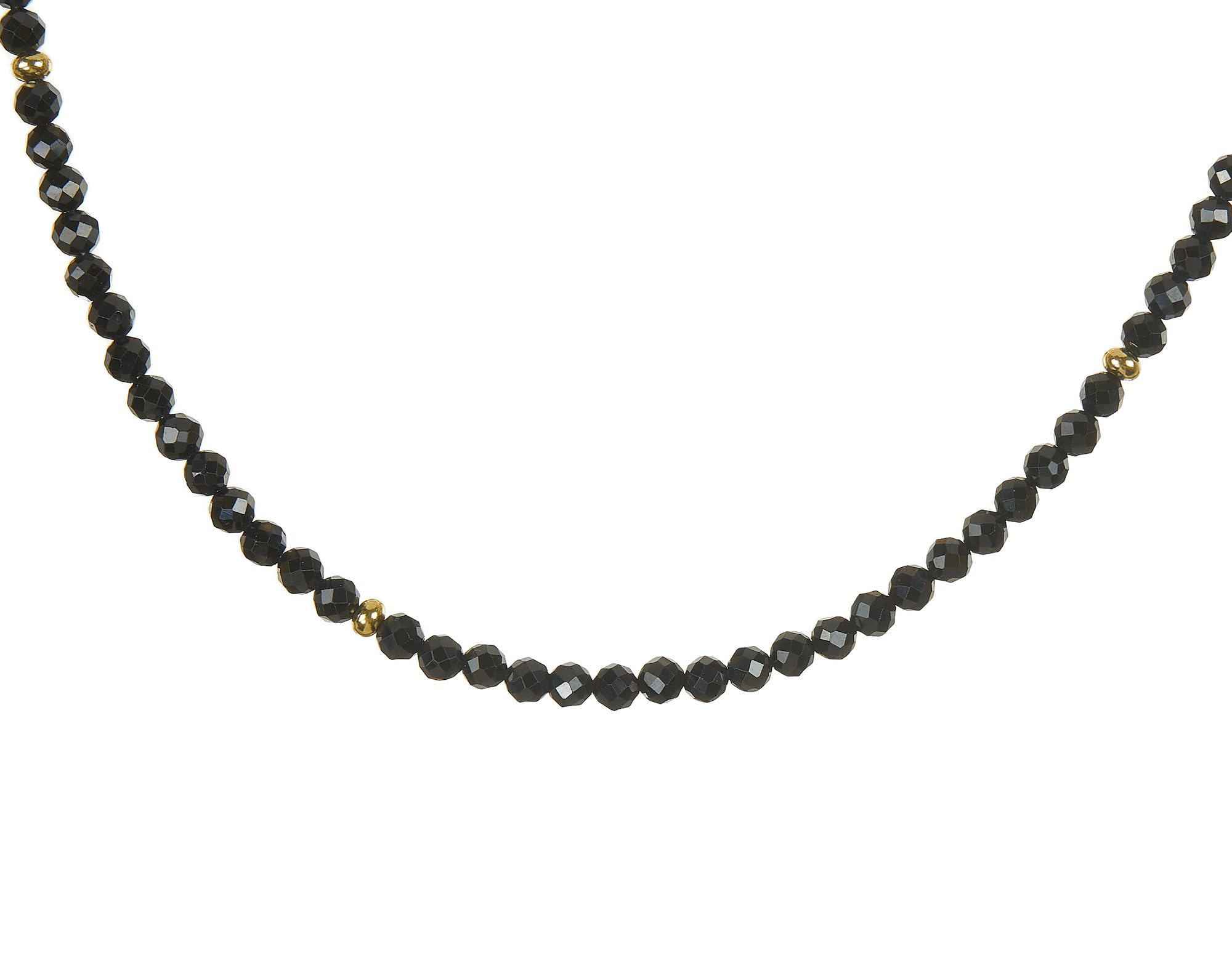 Turmalin Kette schwarz 925 Silber vergoldet Schörl Halskette