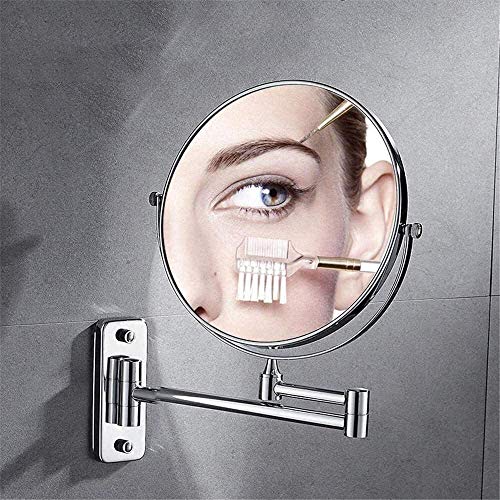 Miroir de vanité mural extensible 3x double face chromé 15cm pour maquillage précis