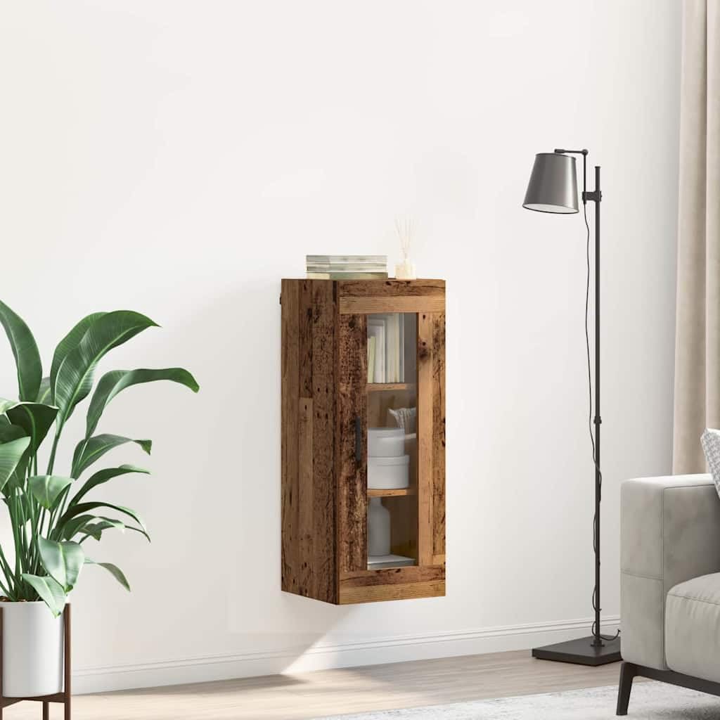 Armoire murale aspect bois vieilli 34,5 x 34 x 90 cm