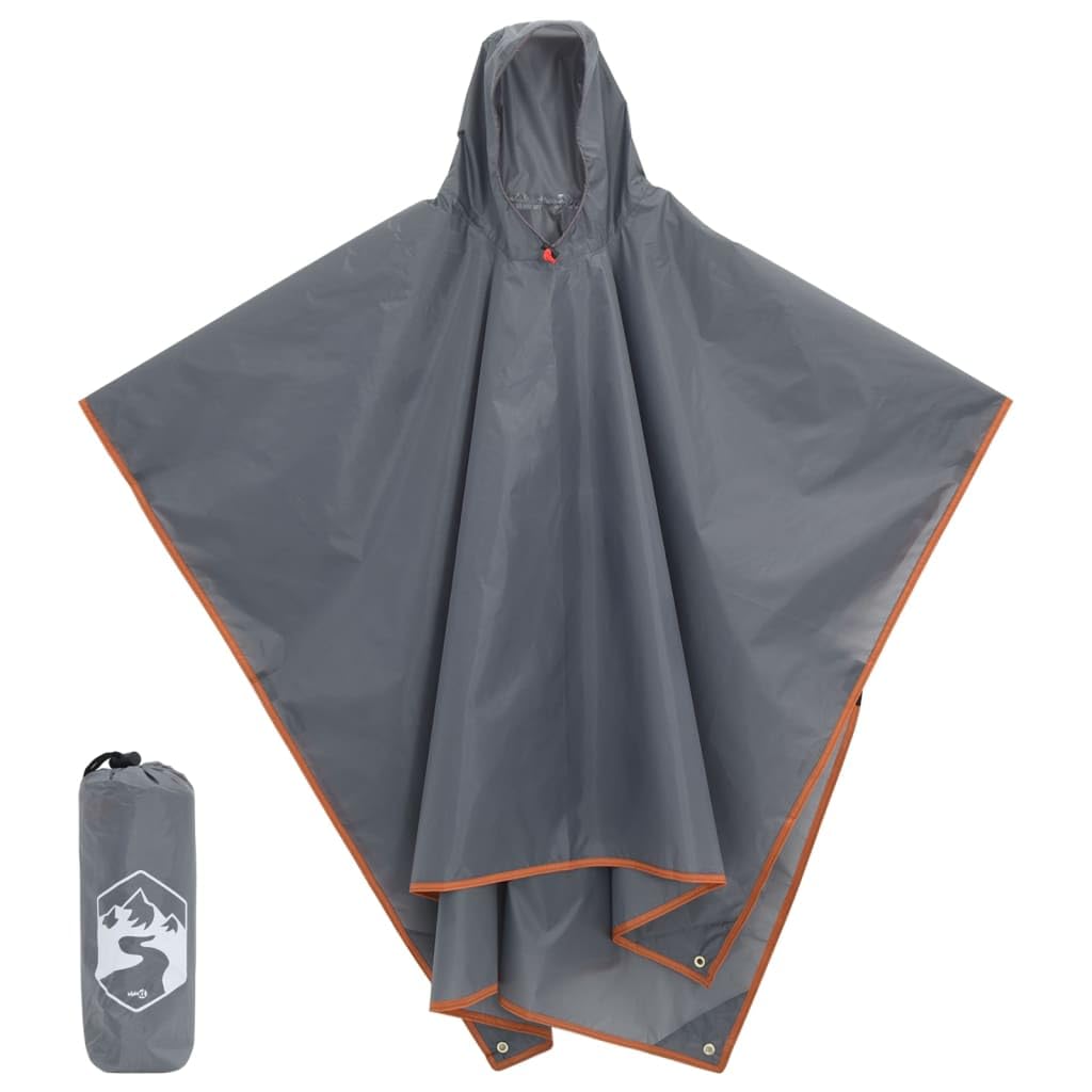 Regenponcho mit Kapuze 2-in-1 Design aus Polyester 223x, wasserdicht und faltbar, mit Klettverschlüssen als Ärmel, vielseitig als Campingplane, Picknickdecke, für Outdoor, Trekking