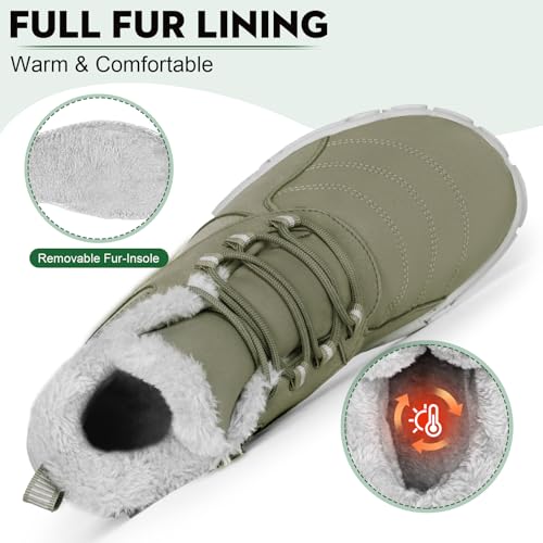 Image of HiGropcore Barefoot Snow Boots for Women Men, Warm Fur Lined Water Repellent Winter Barefoot Shoes, Wide Toe Box Lightweight Outdoor Ankle Boots