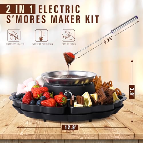 image for ICRINA 2 In 1 Smores Maker & Fondue Set, Tabletop Indoor Smores Kit, M