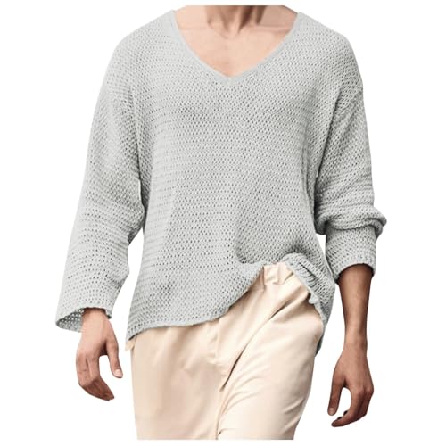 Men's Knitted Long Sleeve Sweater Casual Style Comfortable Round Neck Loose Fit Top for Autumn and Winter Fashion