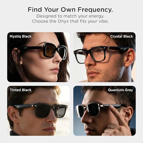 Image of Pebble Onyx Smart Glasses 5.4 with Dual Speakers, BT Calling, Voice Assistant & 10-Hour Battery | Premium Metal Hinge Design (Mystic Black)