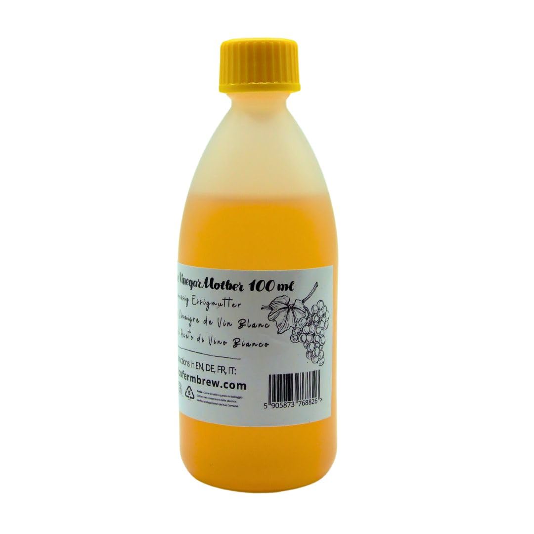 Mère de Vinaigre de Vin Blanc 100 ml - Culture Naturelle de Fermentation - Vinaigre Maison - Jusqu’à 50 L