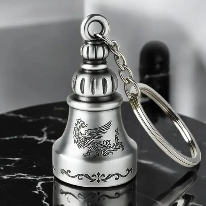 Image of Techpro Guardian Bell KeyChain Tibetan Key Chain Good Luck Key Chain For Bike (Silver Bella)