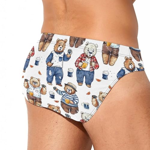 Bear and Beers Mens Swim Briefs Quick Dry Swimming Trunks Training Swimsuit Low Rise Swimwear3