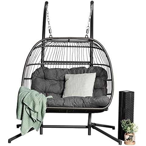 Maison and Garden ELEANOR DOUBLE FOLDING HANGING CHAIR - CHARCOAL/GREY Cover