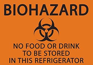 Zing Green Products 1916S Eco Safety Biohazard Sign, No Food or Drink in Refrigerator, 5 x 7 Inch, Black on Orange, 2 Pack