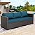 Rattaner Outdoor Furniture Wicker Outdoor Couch Patio Furniture 3-seat Sofa Deep Seat Hight Backrest Waterproof Cover Anti-Slip Cushions, Peacock Blue