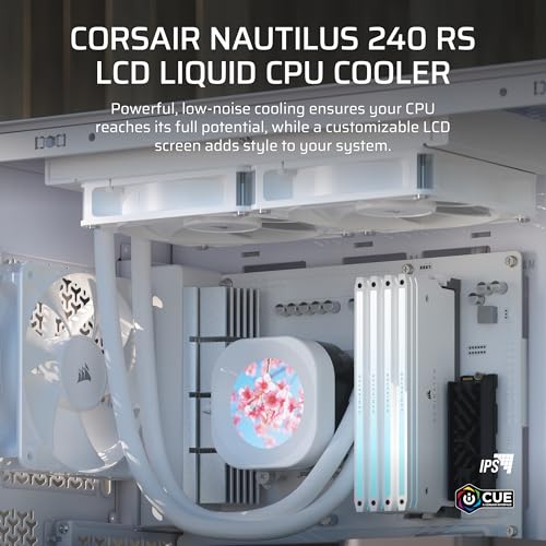Image of CORSAIR NAUTILUS 240 RS LCD Liquid CPU Cooler - 2.1 inch IPS LCD Screen - RS120 Fans - 240 /360mm Radiator - Fits Intel LGA 1851 /1700, AMD AM5 /AM4 - Simple Daisy-Chain Connections