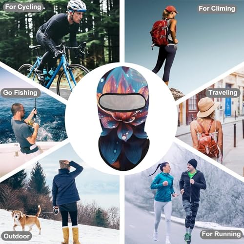 Balaclava con estampado floral colorido para hombre y mujer, máscara facial protectora contra el sol, transpirable, cubre toda la cabeza para senderismo, ciclismo, carrera y conducción miniatura 6