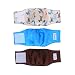 Teamoy Resuable Wrap Diapers for Male Dogs, Washable Puppy Belly Band Pack of 3 (XS, 8''-10''Waist, Light Blue+ Dogs+Coffee)