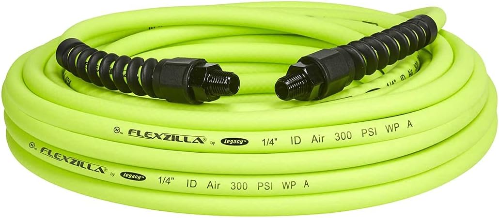 Flexzilla Pro Air Hose, 1/4 in. x 50 ft, Heavy Duty, Lightweight, Hybrid, ZillaGreen - HFZP1450YW2