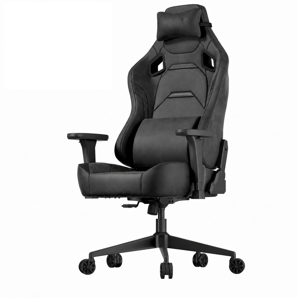JUMMICO Chaises de Gaming en Cuir Velours, Chaise de Bureau Ergonomique avec accoudoirs 3D, Chaise de Bureau avec Dossier inclinable pour Le Gaming, Le Travail, Les études, 200 kg, Noir