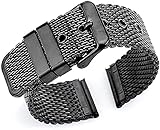 Bandmaterial Typ: Edelstahl chenghuax Uhren Bands Schleife Handgelenkband 18mm 20mm 22mm 24mm Universal Edelstahl Uhrenarmband Armband Schnalle Gürtel (Color : Black, Size : 18mm)