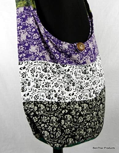 BenThai Products BTP! Elephant Floral Print Sling Crossbody Shoulder Bag Purse Hippie Hobo Thai Cotton Gypsy Bohemian Large - Image 4