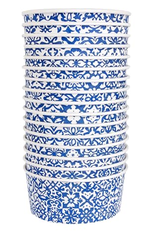 Terryshop74 Insalatiere Maiolica 1000 ml – Set 25 Ciotole in Carta Decorata Senza Coperchio – Contenitori Grandi per Pokè, Insalate e Vivande
