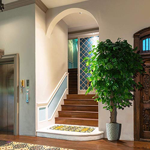 6ft Artificial Ficus Silk Tree (72in) with Plastic Nursery Pot Faux Tree, Fake Plant for Office House Farmhouse Living Room Home Decor (Indoor/Outdoor)