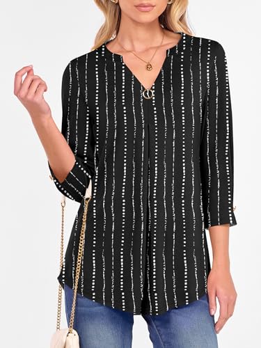 ANRABESS Womens Tops 3/4 Length Sleeve Shirts Business Casual Dressy Blouses 2025 Fall Work Tunic Tee TShirts Office Outfits3