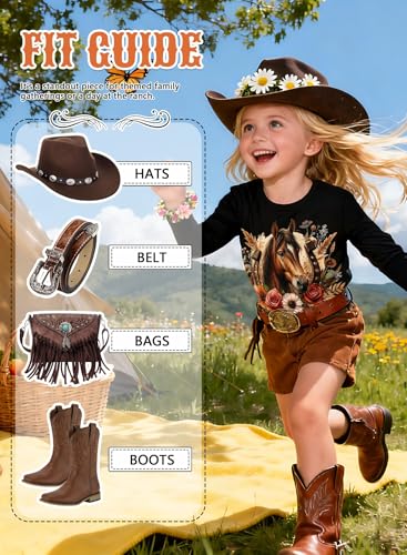 Image of Girls Western Horse T-Shirts - Cute Cowgirl Outfit Kids Short Sleeve Shirts Funny Tops Rodeo Toddler Summer Tee