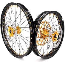 KKE 21/18 Wheels Rims set for Surron Ultra Bee X 2023 2024 2025 Electric Dirt Bike Spoked Rim with 240MM Front Disc & 53T Sprocket Gold