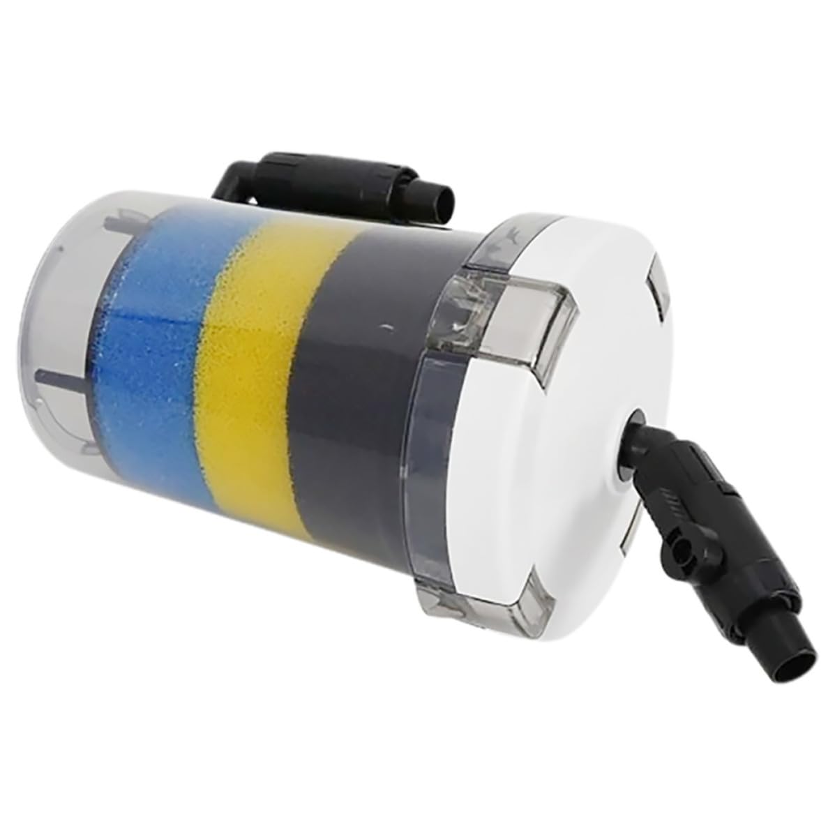 DECHOUS Leiser Wiederverwendbarer Aquariumfilter aus Kunststoff mit 16mm und Auslass Runder Kleiner Aquarienfilter für Aquarium und Frontgrasbecken