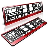 schildEVO 2 Kennzeichenhalter | ROT sanft gebürstet | Leichter Glanz | Nummernschildhalter | Kennzeichen-Halterung | DHL-Versand