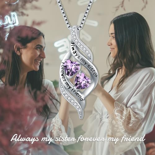 Birthday Gifts for Sister 925 Sterling Silver Infinity Birthstone Necklace Always My Sister Forever My Friend Jewelry Christmas Gifts for Women Daughter3