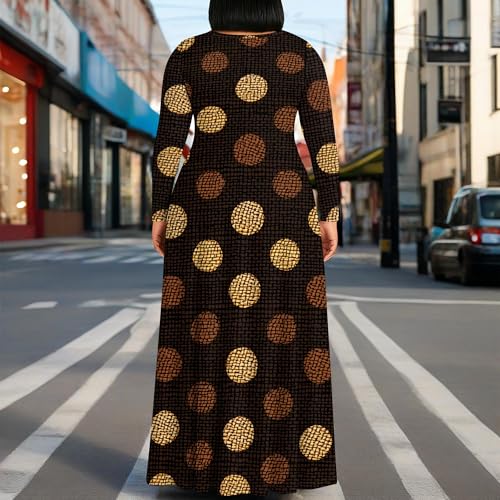 Image of PinkPatty Plus Size Maxi Dresses for Women Long Sleeve Crew Neck Sundress Casual Fall Dress with Pockets