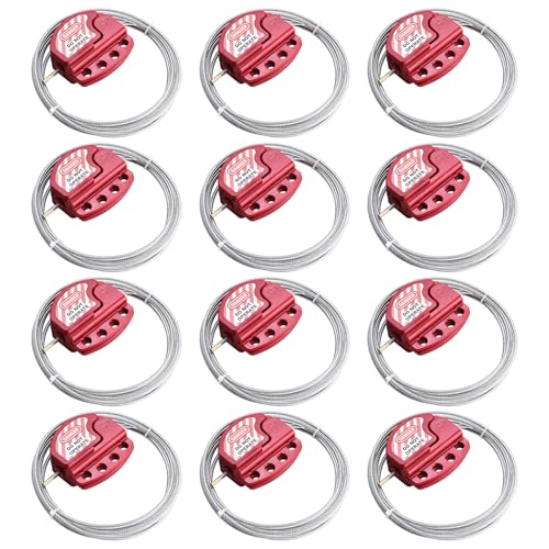 Patioer Lockout Tagout Cable Lock, 1/4" x 6ft Adjustable Cable Lockout, Steel Cable Lock with Vinyl Coating, Loto Cable for Lock Out Tag Out, 12 Pack by Patioer - Used condition - CA$48.99