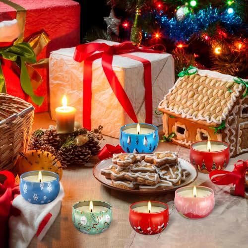 Image of 24 Packs Christmas Scented Candles Gift- Aromatherapy Candle-2.5oz Soy Wax-Long Lasting Burn time, Christmas,Advent, Thanksgiving Gifts, Home Decor