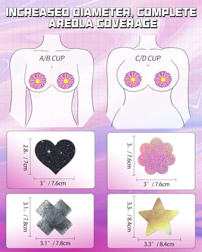 Image of CICKEE Pasties Rave Pack 27 Pairs Multicolor Nipple Covers Pasties Glitter Pasty