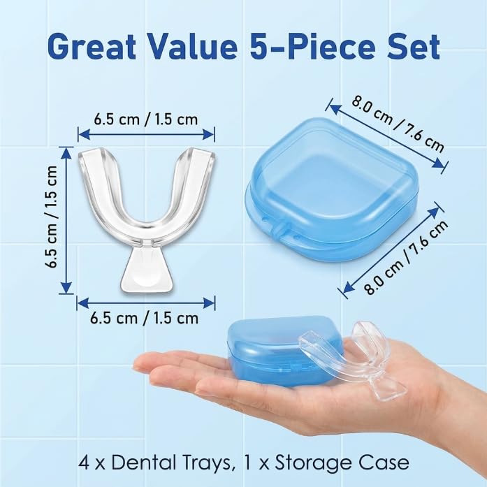 Protector Dental para Dormir 4 Piezas Férula de Descarga Transparente Moldeable con Caja Alivio Rechinamiento de Dientes para Hombre Mujer Protector Bucal Incoloro Ajuste Personalizado