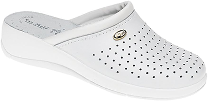 Ladies Womens San Malo White Leather Padded Clog Mule Sizes 4 to 8 (5)