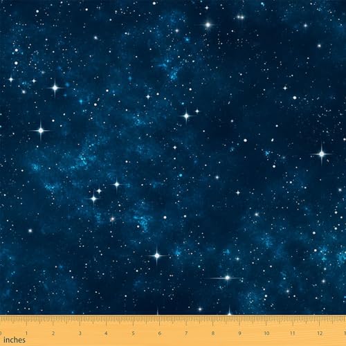 Galaxy Upholstery Fabric By The Yard, Outer Space Starry Sky Indoor Outdoor Fabric By The Yard, Universe Sparkle Stars Decorative For Upholstery And Home Diy Sewing Projects, 1 Yard, Blue