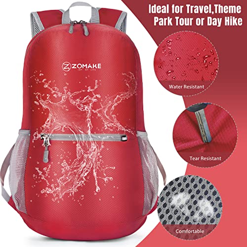 Image of ZOMAKE Ultra Lightweight Hiking Backpack 20L, Packable Small Backpacks Water Resistant Daypack for Women Men(Bright Red)