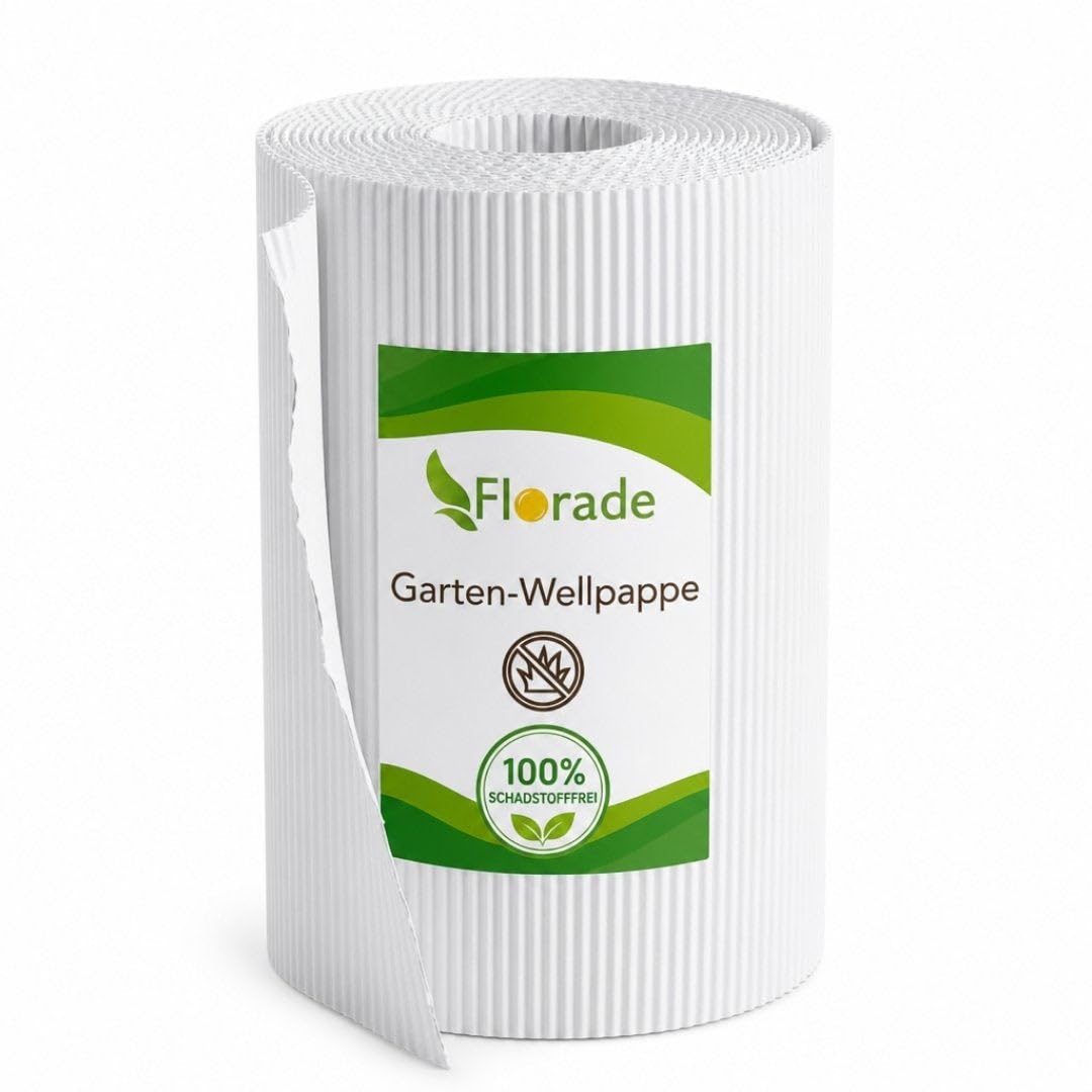 Florade Garten-Wellpappe – biologisch abbaubares Unkrautvlies aus 100% Frischfaser – plastikfrei & wasserdurchlässig – Mulchvlies & Gartenvlies für Beete, Hochbeet, Gemüse & No-Dig-Garten