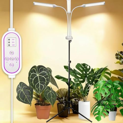 Grow Lights for Indoor Plants Full Spectrum, LED Plant Light with Stand, Adjustable Height, 4/8/12H Timer, 10 Dimmable Levels & 3 Lighting Modes (315 LEDs Stand)