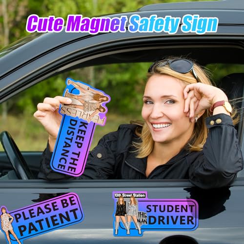 Image of 3 Pcs Student Driver Magnets for Car, 9 Inch New Driver Magnet for Car, Reflective Student Driver Sticker, Reusable Bumper Magnets for Cars,Car Bumper Sticker,Student Driver Sticker Magnet for car