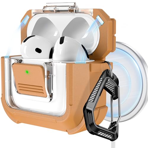 Image of RFUNGUANGO for AirPods 5 /4 Case (2026 /2024) with Lock, Brown