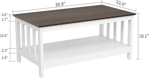 Miniatura 40 de ChooChoo Mission - Mesa de centro de madera negra con estante, 40 unidades, color negro Negro -,Espresso,Espresso Puro,Blanco puro,Blanco