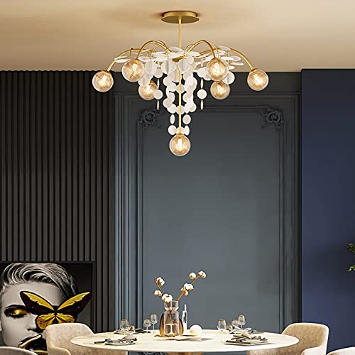 Lustre d'éclairage salon et lampe suspendue de cuisine avec plafonnier en verre D90cm