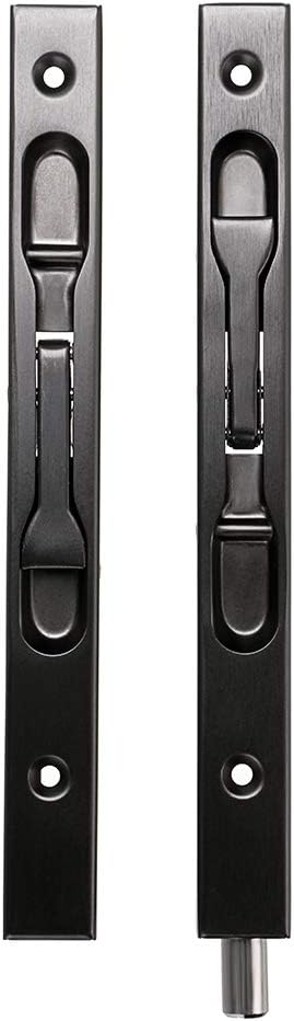 IGNPION Pack of 2 Door Flush Bolt Latch Lock Concealed Door Bolt Security Lever Action 304 Stainless Steel Brushed Slide Latch with Strike and Screws (Black,15cm in Length) - Image 4
