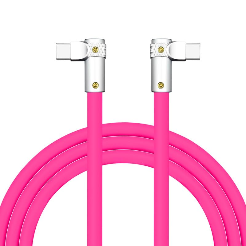 chubbycable FlexElbow Pro – 90° Design 100W Fast Charge Cable Ultra-Thick Silicone Right Angle USB C Cable Universal Phone Tablets Charging Cord, Rose Red, Double Elbow Type C to Type C, 9.8FT chubbycable FlexElbow Pro – 90° Design 100W Fast Charge Cable Ultra-Thick Silicone Right Angle USB C Cable Universal Phone Tablets Charging Cord, Rose Red, Double Elbow Type C to Type C, 9.8FT