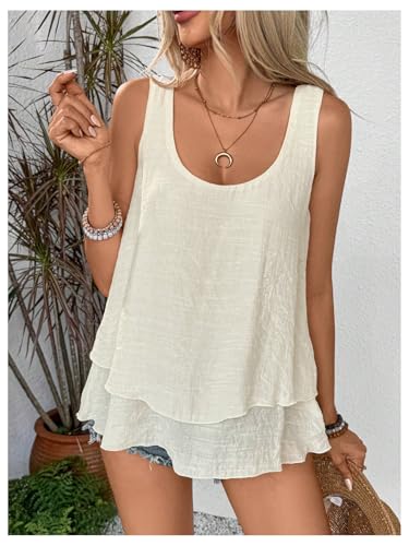 SOLY HUX Women's Summer Tank Tops Scoop Neck Sleeveless Layered Flowy Casual Vacation Top3